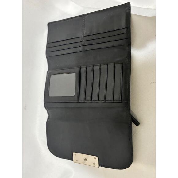 Coach Black Signature C Canvas Wallet w/ Snap Closure‎ & Leather Trim Classy - Picture 3 of 9